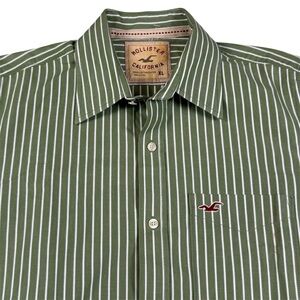 Vintage Y2K Hollister Pocket Button Up Shirt Striped Preppy Coastal Mens Size XL